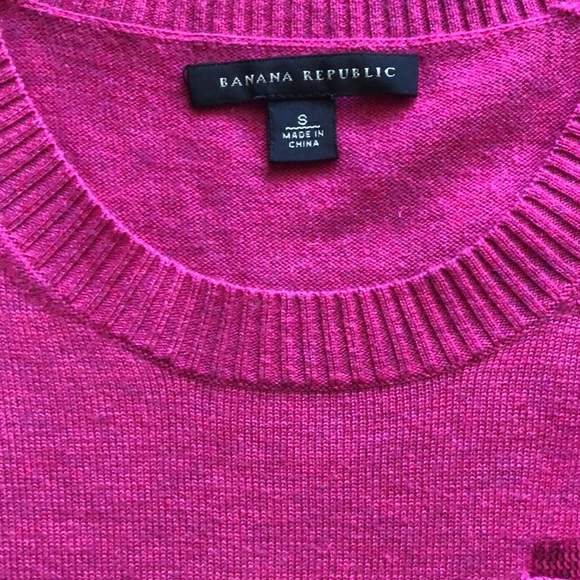 Banana Republic short sleeve sequin pocket sweater pink small S - Picture 3 of 5